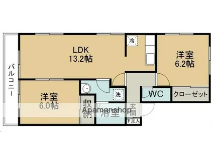 ピースフル東中田(2LDK/2階)の間取り写真