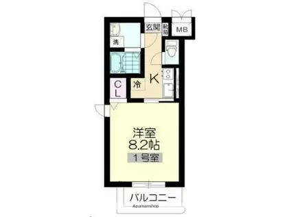 マックス河原町駅(1K/1階)の間取り写真