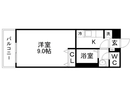 リブリ・1(1K/3階)の間取り写真