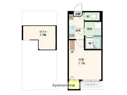 プレミアヒルズ仙台国見(1K/2階)の間取り写真