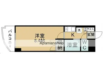 リシャール宮城野(1K/3階)の間取り写真