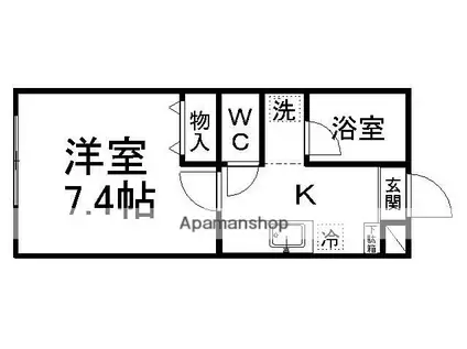 全健ハイム八木山Ⅰ(1K/1階)の間取り写真