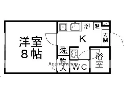 全健ハイム八木山Ⅱ(1K/1階)の間取り写真