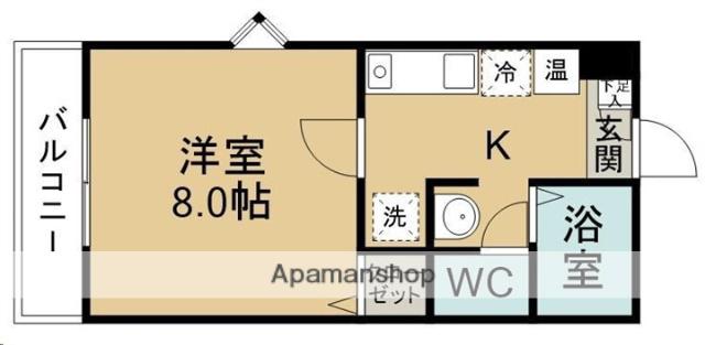 全健ハイム八木山Ⅱ(1K/2階)の間取り写真