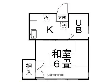 コーポたいむ(1K/2階)の間取り写真