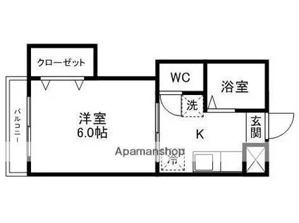 ピースフル一番町駅南(1K/2階)の間取り写真