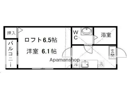 MY LIFEⅡ(1K/1階)の間取り写真