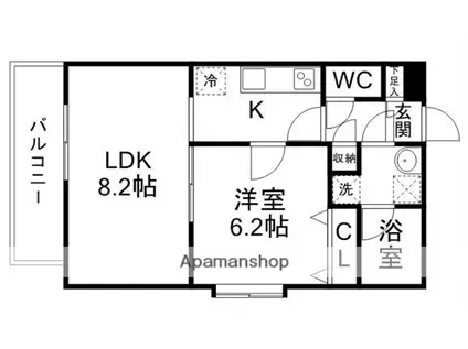 ソレアード小松島Ⅱ(1LDK/1階)の間取り写真