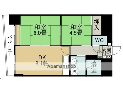 オルゴグラート仙台(2DK/6階)の間取り写真