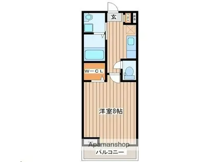 ウルス花京院A(1K/3階)の間取り写真