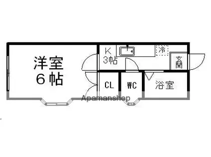 ホワイトキャッスル八乙女Ⅰ(1K/2階)の間取り写真
