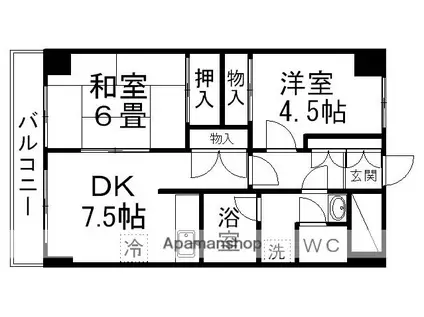 ロイヤルヒルズ柳生Ⅱ(2DK/5階)の間取り写真