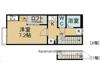 フォレストⅡ(1K/2階)の間取り写真