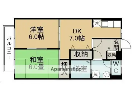 アルファ壱番館(2DK/2階)の間取り写真