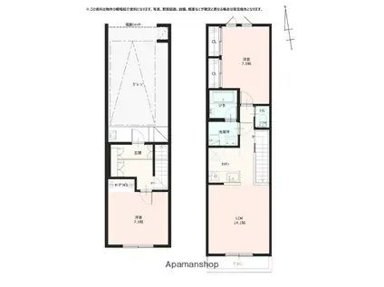 GARAGE HOUSE 南光台(2LDK/1階)の間取り写真