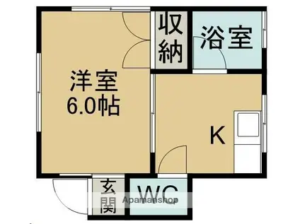 ピース連坊(1K/1階)の間取り写真