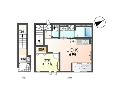 タカヨプレイス河原町(1LDK/2階)の間取り写真