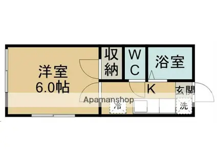 ライジングメイツ(1K/1階)の間取り写真