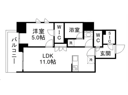 シーズンフラッツ青葉通一番町(1LDK/13階)の間取り写真