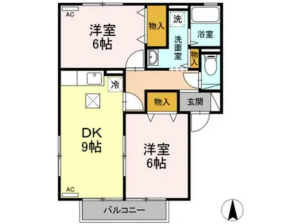 グリーンコートABC(2DK/1階)の間取り写真