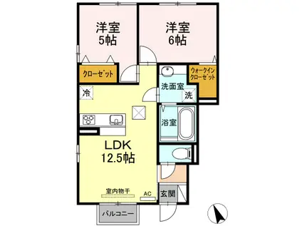 D-ROOM茂庭(2LDK/1階)の間取り写真
