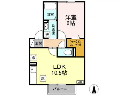 レピィナードⅠ(1LDK/1階)の間取り写真