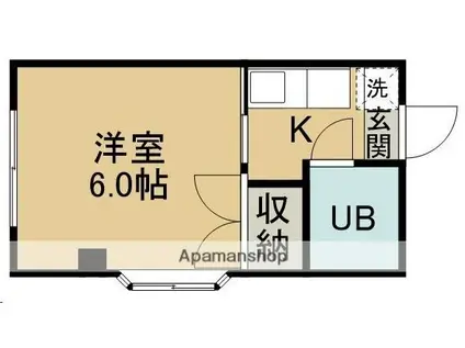 アーバンハイツ向山(1K/2階)の間取り写真