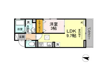 シェランジュⅡ(1LDK/1階)の間取り写真