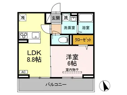 プレドフルールV(1LDK/2階)の間取り写真