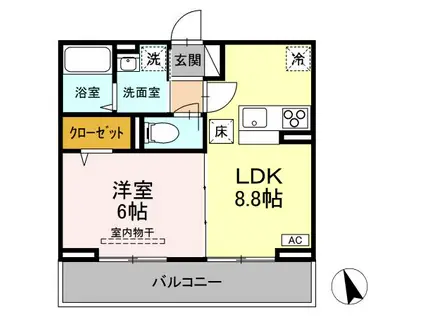 プレドフルールV(1LDK/1階)の間取り写真