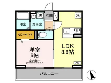 プレドフルールV(1LDK/2階)の間取り写真
