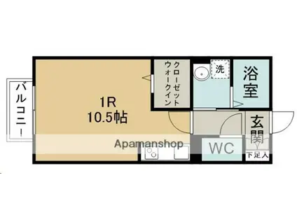 デンセプテムB(ワンルーム/1階)の間取り写真