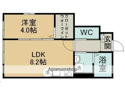 Mステージ東仙台サウス(1LDK/1階)の間取り写真