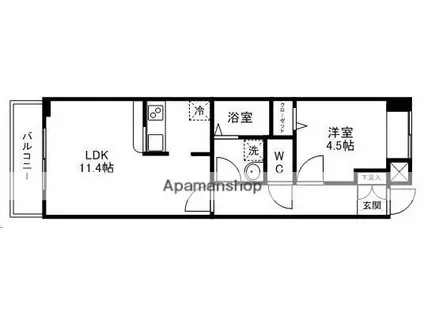 レキシントン・スクエア萩野町(1LDK/5階)の間取り写真