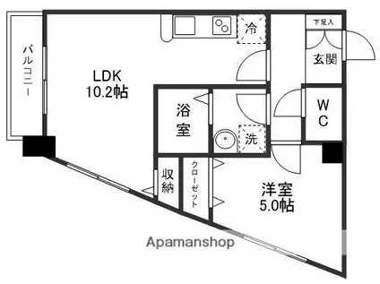 レキシントン・スクエア萩野町(1LDK/6階)の間取り写真