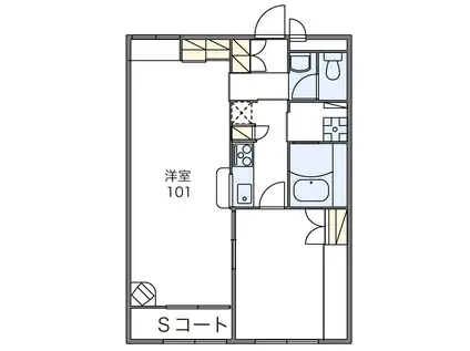 レオパレスシオン B(1LDK/1階)の間取り写真