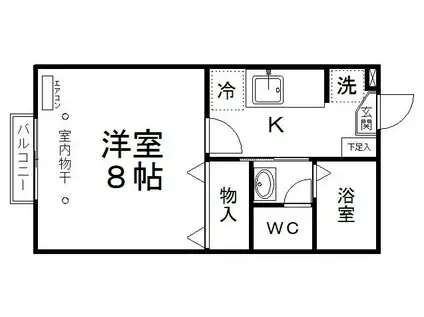ABITATO台原(1K/2階)の間取り写真