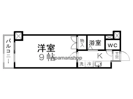 アタゴドミトリーきふね(1K/2階)の間取り写真