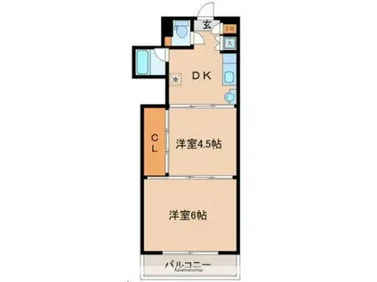 シャングリラ大和町(2DK/7階)の間取り写真