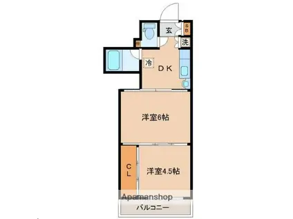 シャングリラ大和町(2DK/9階)の間取り写真