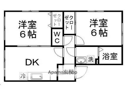 コリーナ コート(2DK/1階)の間取り写真