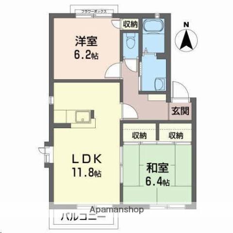 グリーンハウスⅡ(2LDK/1階)の間取り写真