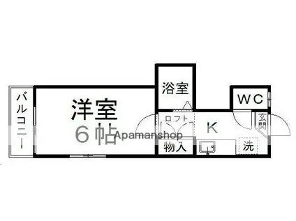パレス川平(1K/2階)の間取り写真
