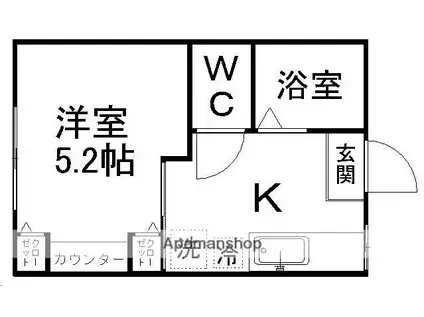 ピースフル旭ケ丘(1K/1階)の間取り写真