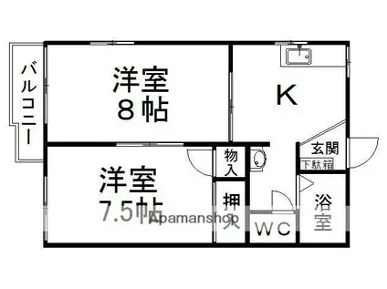 メゾンパーク八乙女(2K/1階)の間取り写真