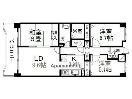 リーベスト八乙女(3LDK/4階)の間取り写真