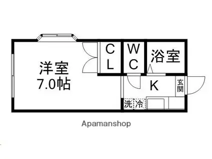 ホワイトキャッスル17番館(1K/2階)の間取り写真