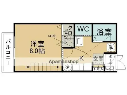 ウィル旭ケ丘(1K/1階)の間取り写真