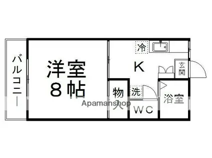 アップルトゥリー双葉ケ丘(1K/2階)の間取り写真