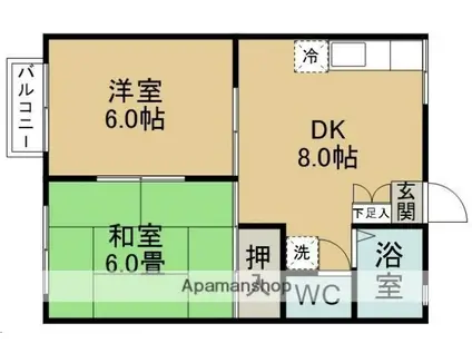 BE-フローラ桜ケ丘(2DK/2階)の間取り写真